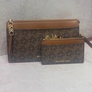 Michael Kors Empire Large Convertible Crossbody Bag & Wallet Set Brown Logo